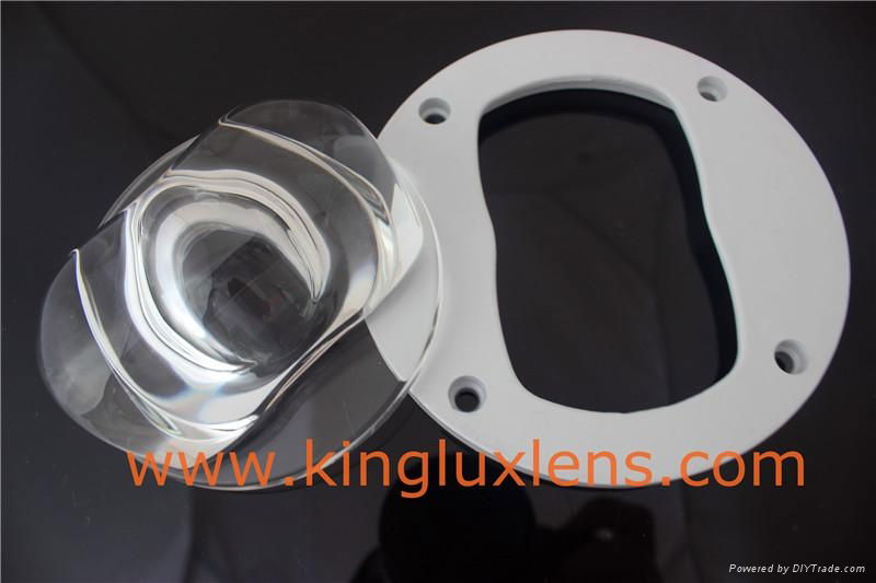 High quality led light lens 90mm wide angle asymmetric lens