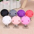 2017 JZ09 New baby teething products silicone round hole pacifier clip 3