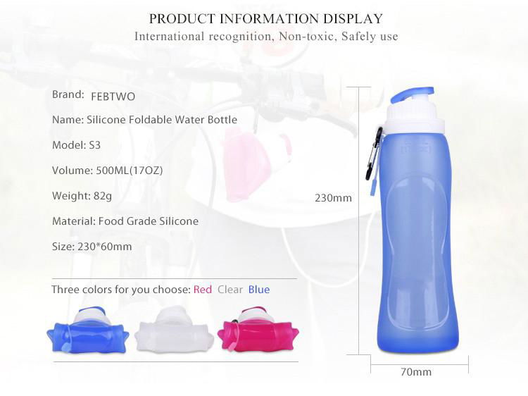 S2 Large Size Silicone Foldable Outdoor Water Bottle 2
