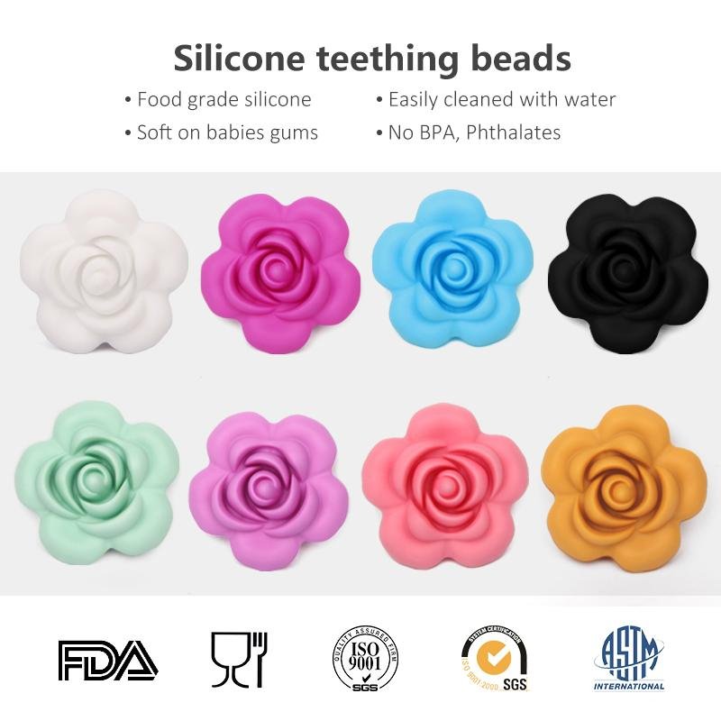 BD031Fashion promotion gift  flower silicone beads 2