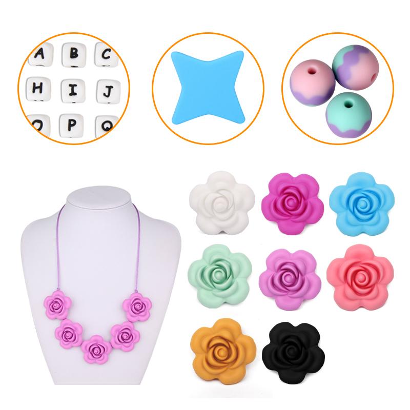 BD031Fashion promotion gift  flower silicone beads 4