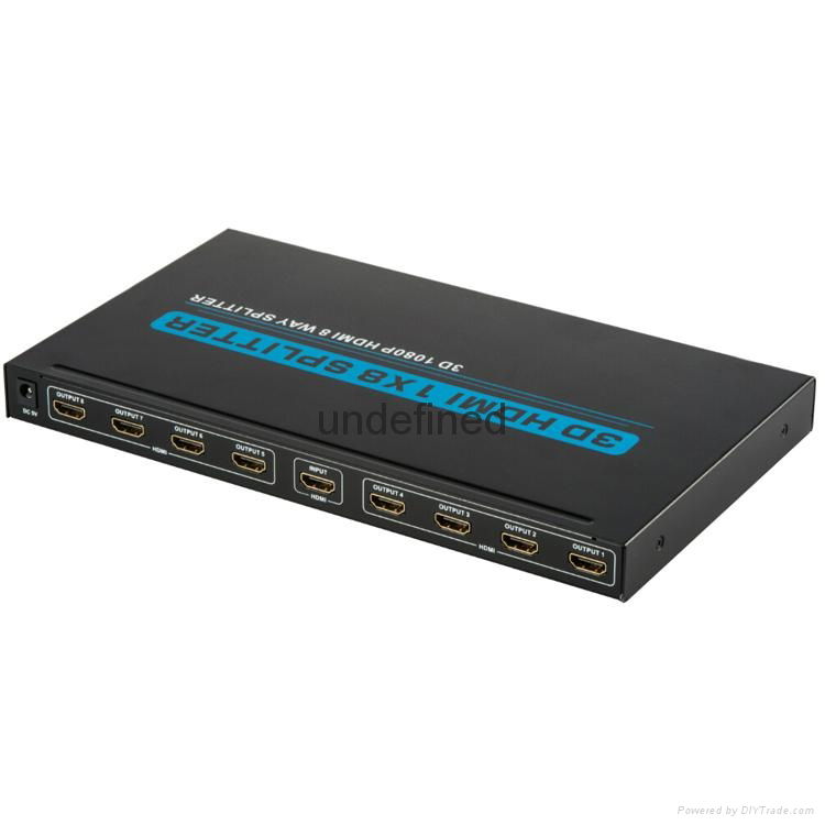 New 1x8 3D HDMI Splitter for HDTV HDMI V1.3 1080P Audio Video Splitter Extender 4