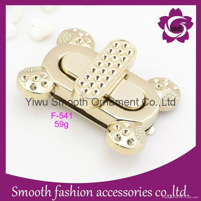 Rectangle Gold Metal Twist Lock for Handbag 2