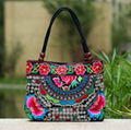 Boho women's flower embroidery handbag canvas shoulder bag 3