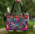 Boho women's flower embroidery handbag canvas shoulder bag 4