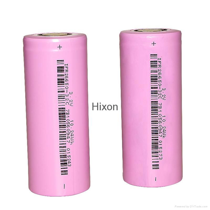 Hixon Ifr 26650 3.2V 3200mAh LiFePO4 Rechargeable Cell Battery Flat Top Battery