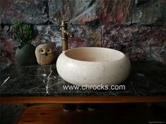 Sunny yellow marble vessel sink