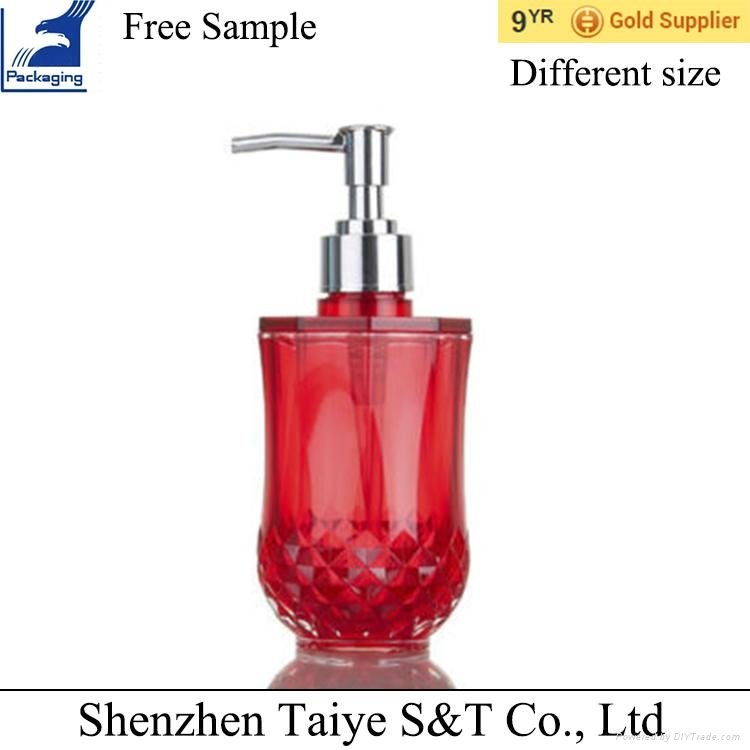 Different special shape exquisite acrylic lotion bottle with metal pump