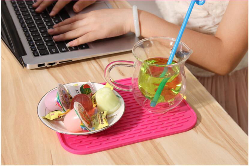 Popular Kitchenware Pink Rectangle Silicone Draining Mats 5