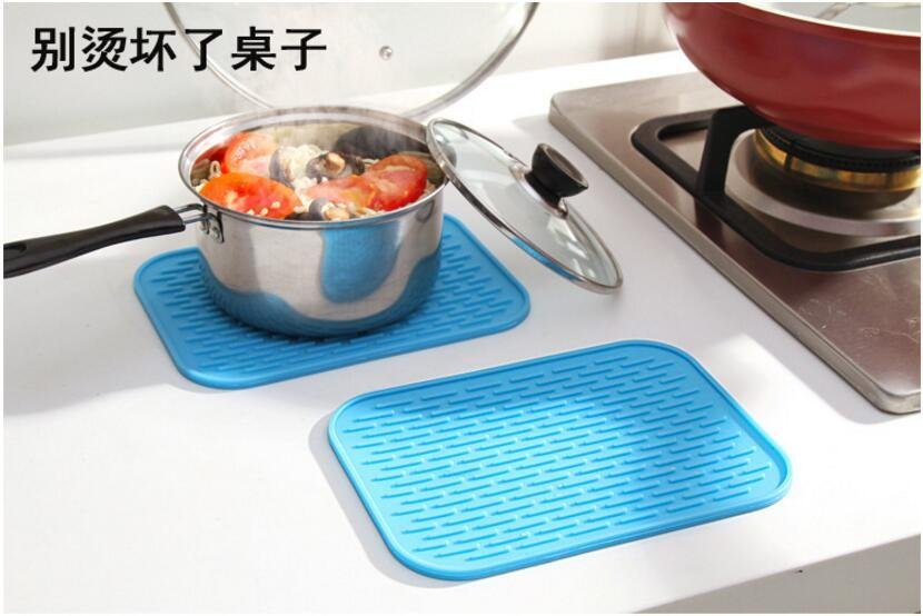 Popular Kitchenware Pink Rectangle Silicone Draining Mats 3