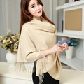 2017 Luxury Women's Cashmere Shawl Scarf Wrap Solid Color Style-Beige 1