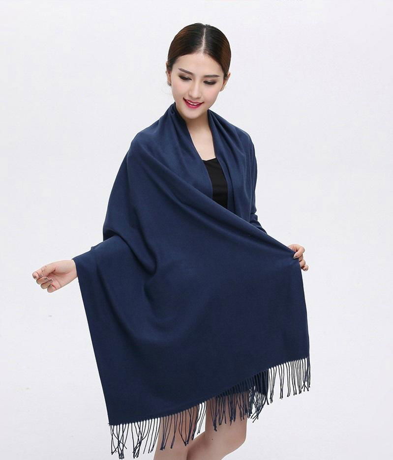 2017 Luxury Women's Cashmere Shawl Scarf Wrap Solid Color Style-Beige 3