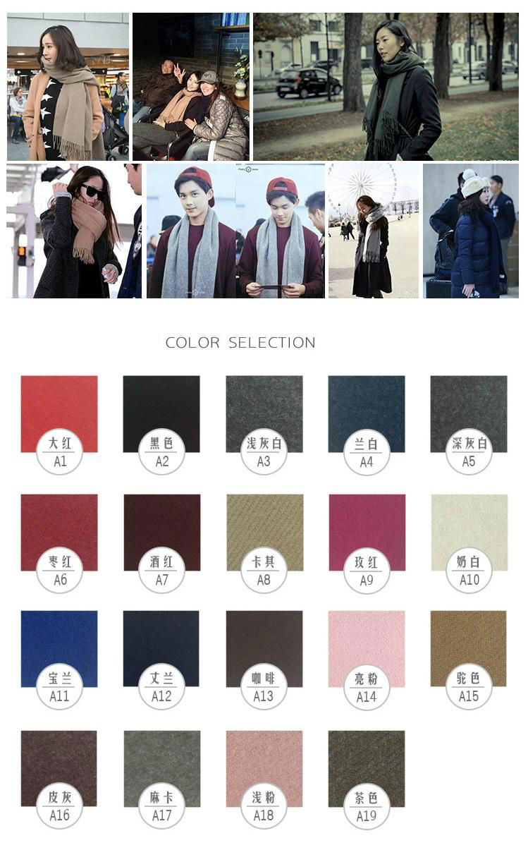 2017 Women Winter Cashmere Cationic Pashmina Solid Tassel Shawl Wrap Scarves 4