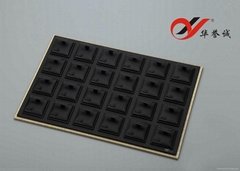 Earring Trays In Black Color PU Leather With Acrylic Cover For Earring Display