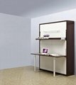 Wooden Vertical Space Saving Murphy Hidden Wall Bed With Table And Shelf