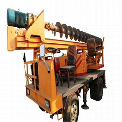 High efficiency four wheel type pile driver
