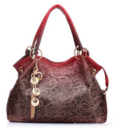 women bag hollow out ombre handbag floral print shoulder bags ladies pu leather