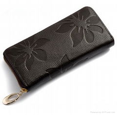 Women Wallets Fashion Flower Print Genuine Leather Wallets Women Clutch 