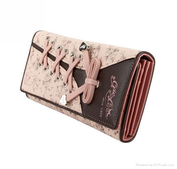 Women Purse Long Design Locking Buckle Wallets for Female Purses Shoelace Style