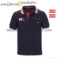 Stylish pocked cotton navy blue polo shirt with custom logo