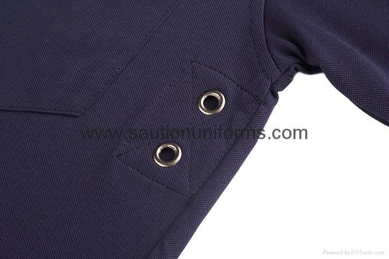 Stylish pocked cotton navy blue polo shirt with custom logo 5