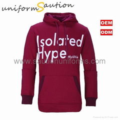 Custom corporate promotional cotton pullover brick red fleece hoody