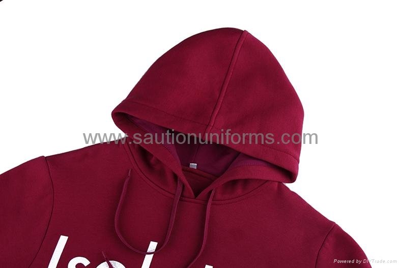 Custom corporate promotional cotton pullover brick red fleece hoody 3