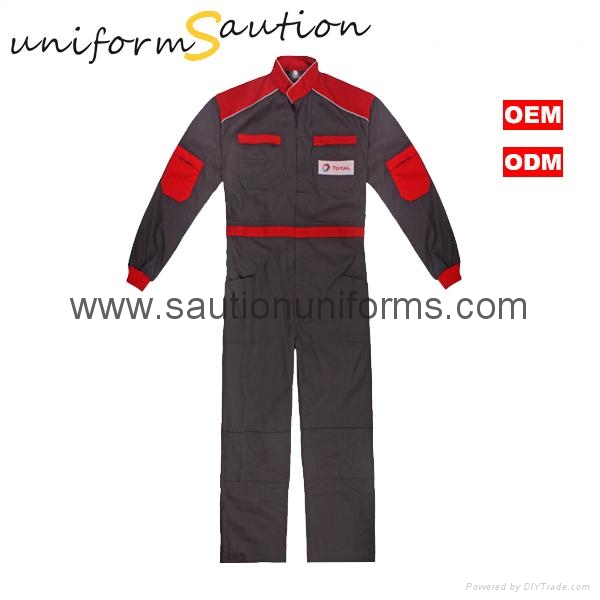 Custom gray and read cotton coverall uniforms (China Manufacturer
