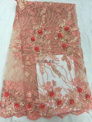 French tull lace New Arrival 3D design Embroidery Flower Bridal Lace Fabric