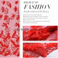 Customized fashionable decorative net tulle red rose embroidery fabric 2