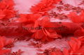 Customized fashionable decorative net tulle red rose embroidery fabric 3