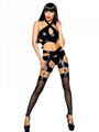  2017 New Hot Black Fashion Sexy Keyhole Cut Out Front Vinyl Lingerie With Garte 1