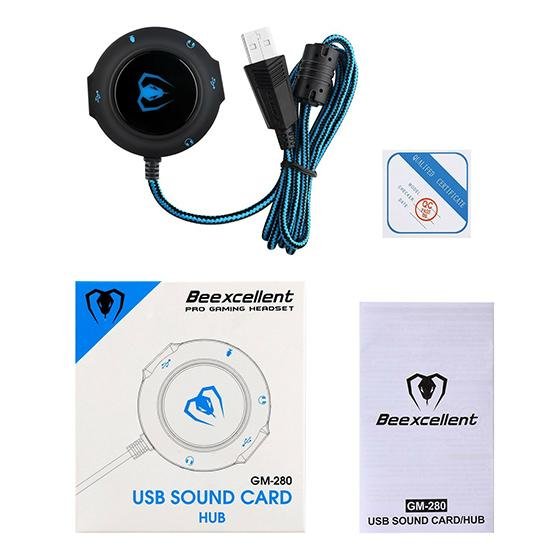 Beexcellent GM-280  USB HUB sound card Dual audio jack adapter