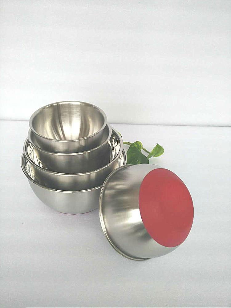 Salad Bowl Stainless Steel Tableware with buttom silicone for Childree Adults  4