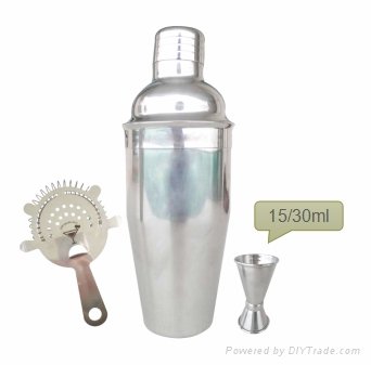 Bartender Set of 3 Shaker with Strainer Cocktail Tools