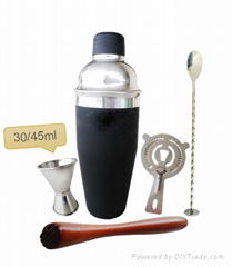 Rubber Bartender Shaker with Spoon Muddler For Cocktail