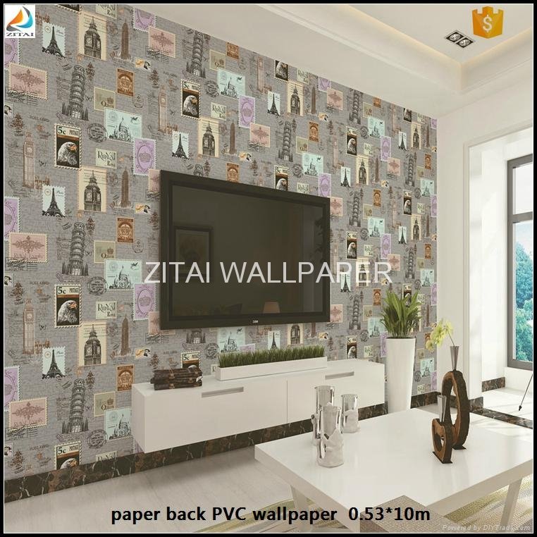 3d new design vinyl coated paper back pvc waterproof wallpaper for home 5