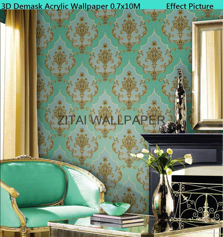 Royal designer waterproof acrylic coated heavy embossed wallpaper