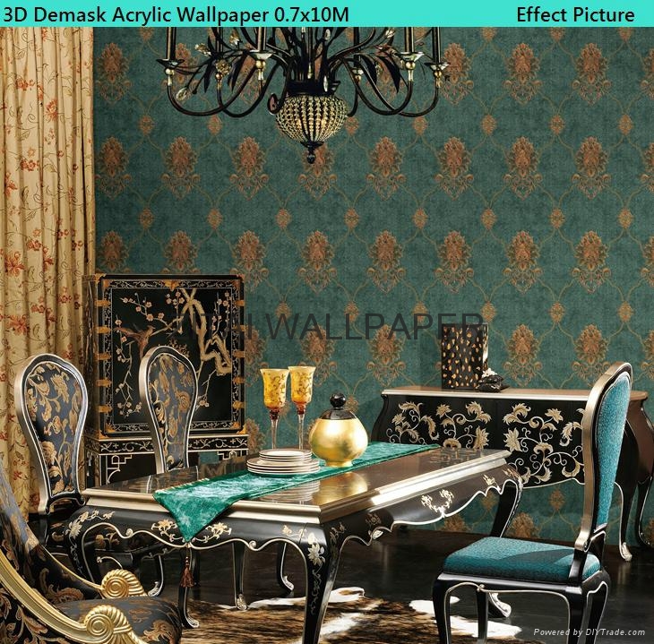 Royal designer waterproof acrylic coated heavy embossed wallpaper
