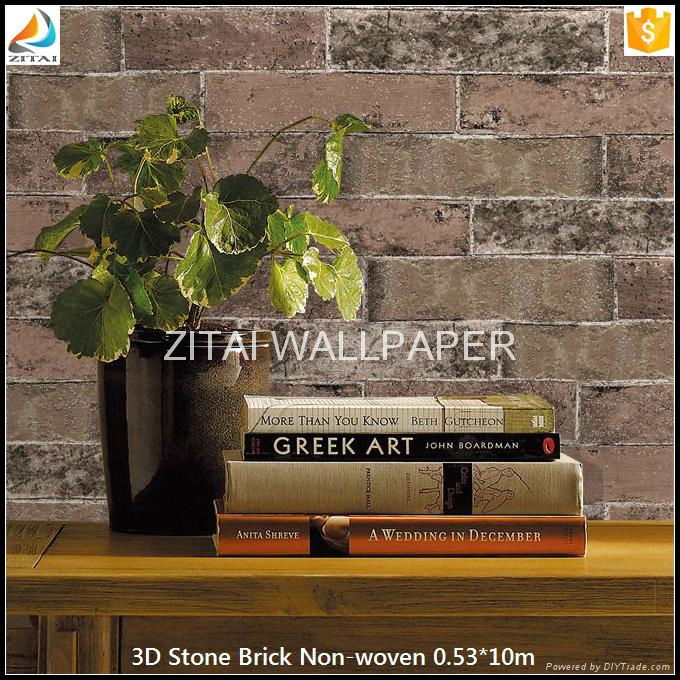 Fashion new designer natural fabric 3D stone brick wallpaper for home 4