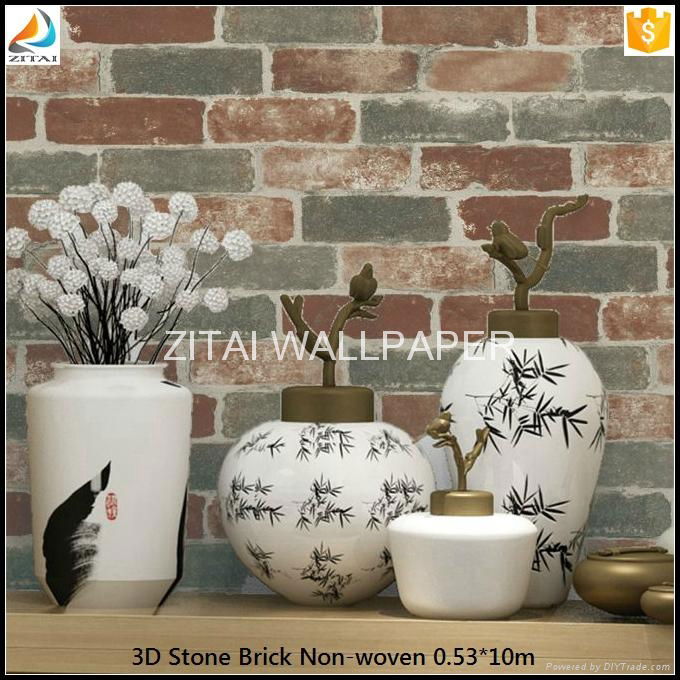 Fashion new designer natural fabric 3D stone brick wallpaper for home 5