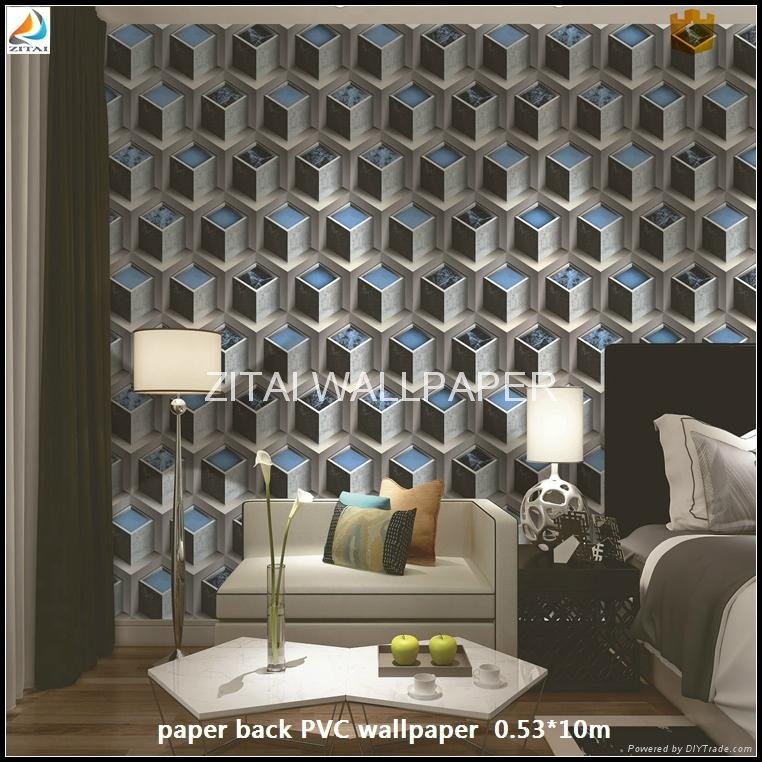 3d blocks washable soundproof paper backed fashion home wall papers for interior 3