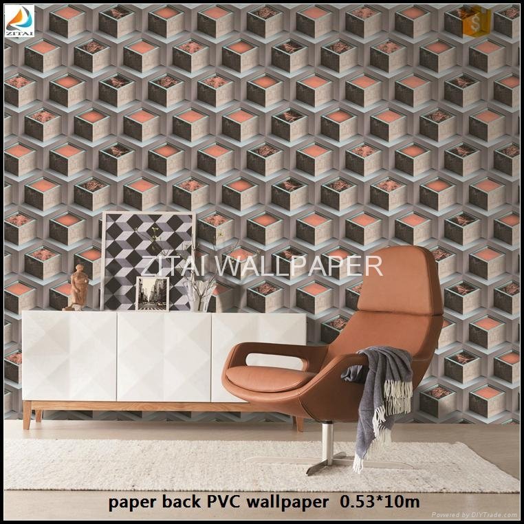 3d blocks washable soundproof paper backed fashion home wall papers for interior 2