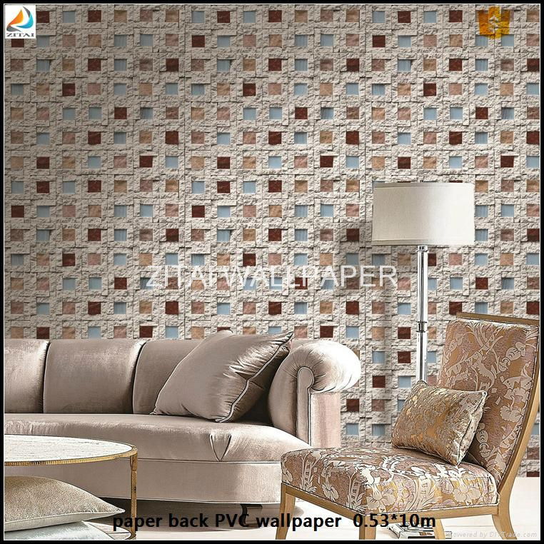 Latest fashion designs washable background vinyl coated pvc wallpape 5