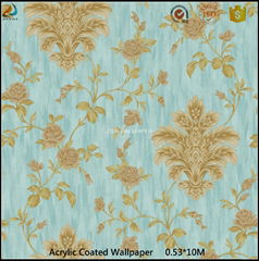 Beautiful flower heavy embossed PVC waterproof wallcovering