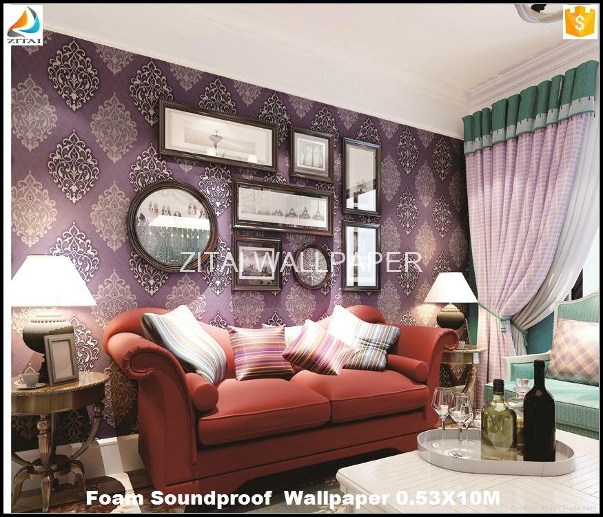 Fashion sound absorption soundproof pvc foaming home decoration wall papers