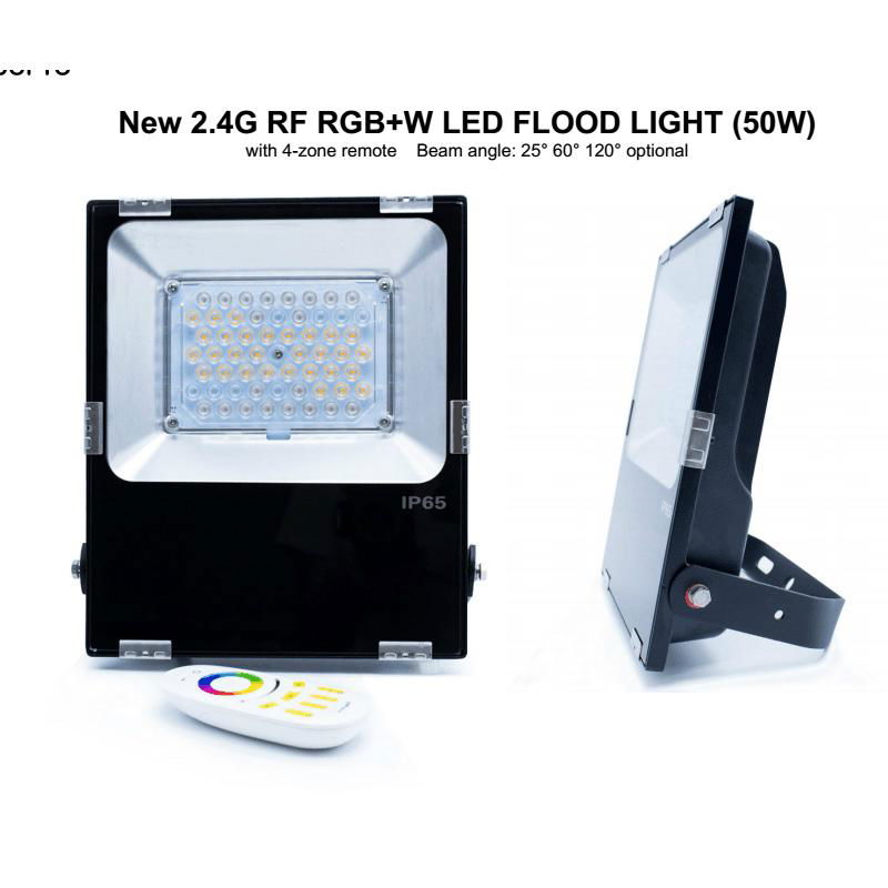 2.4G RF remote wifi control 50w Rgb+CCT Led Flood Light Outdoor IP65