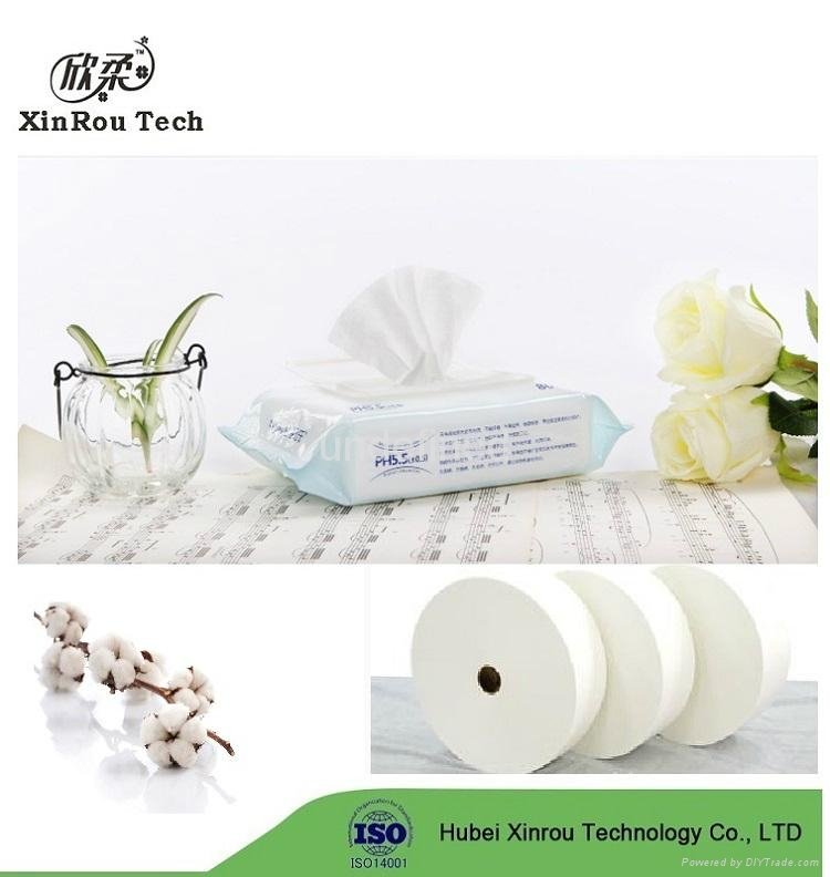 30-100gsm Pure Cotton Spunlace Wet Wipes Nonwoven Roll