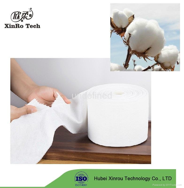 30-100gsm Pure Cotton Spunlace Wet Wipes Nonwoven Roll 2