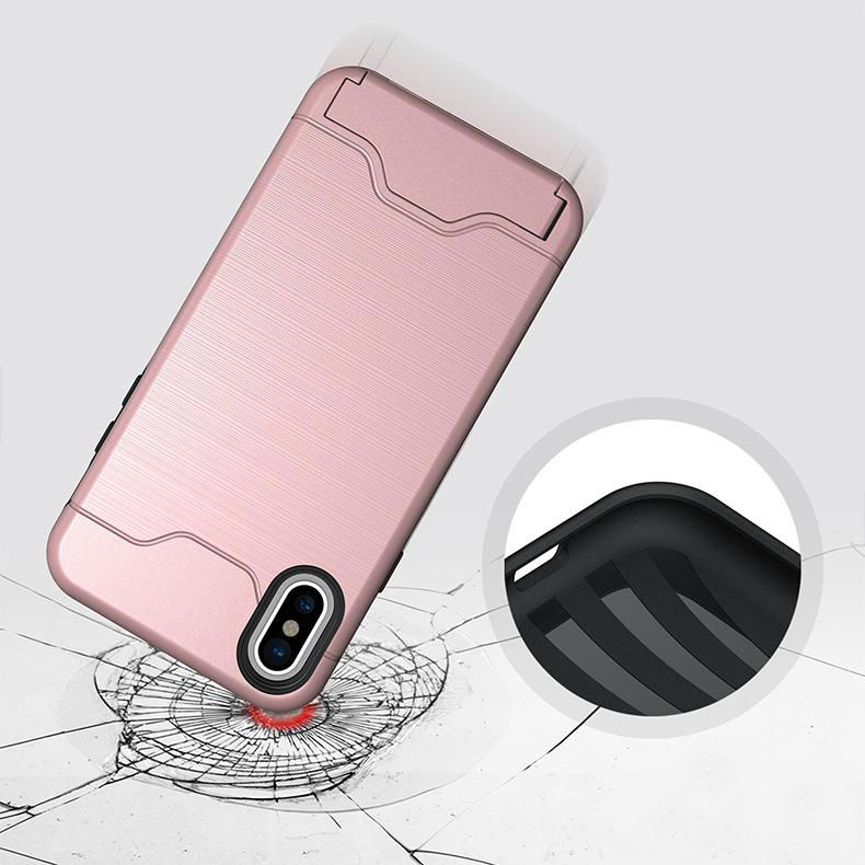 For iPhone 8 Case Multi-functional Hybrid TPU PC Brushed Kickstand phone back co 3